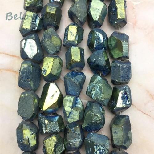Raw Faceted Green Titanium Crystal Quartz Nugget Beads, Unpolished Quartz Gems Stone Pendant Beads For Jewelry DIY, BG18283