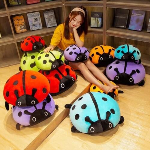 Huggable Kawaii 80/60/40cm Cute Plush Toy Soft Colorful Ladybug Ladybird Insect Doll Pillow Cushion Children Birthday Gift