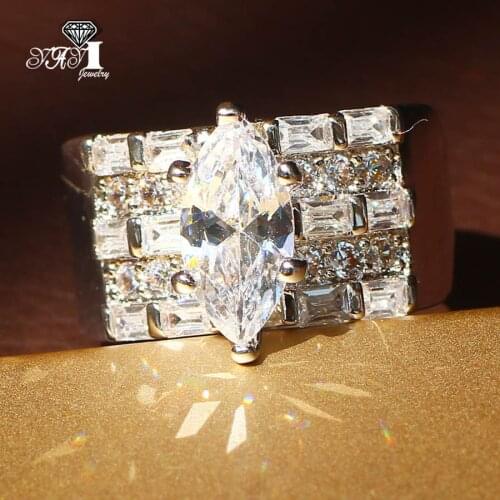 YaYI Fine Jewelry Fashion Princess Claw Set Cut White Cubic Zirconia Silver Color Engagement Wedding Party Lovers Gift Rings