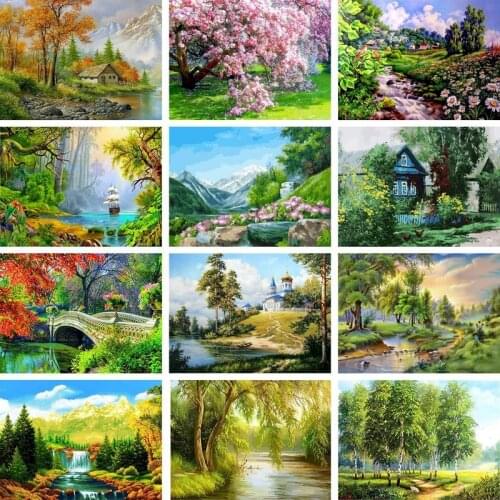 GATYZTORY DIY Painting By Number Landscape Drawing On Canvas Pictures By Numbers Kits Hand Painted Paintings Gift Home Decor
