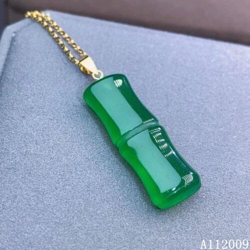 KJJEAXCMY fine jewelry 18K gold inlaid Natural Chalcedony Gemstone luxury necklace ladies pendant support check