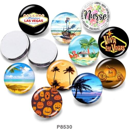 Beach 12mm/18mm/20mm/25mm/30mm Round Glass Cabochon Flat Back Making Findings P8530