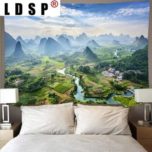 LDSP Mountain Forest Sky Flower Scenery Tapestry Wall Art Psychedelic Hanging Beach Towel Mandala Blanket Living Room Home Decor