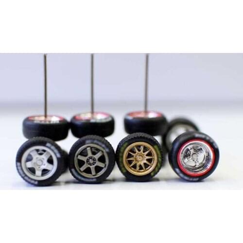 For 1/64 Scale Refined simulation Car Model Universal Refit Series Wheel Trolley Retrofit Wheel Rubber Tire Wind Wheel model