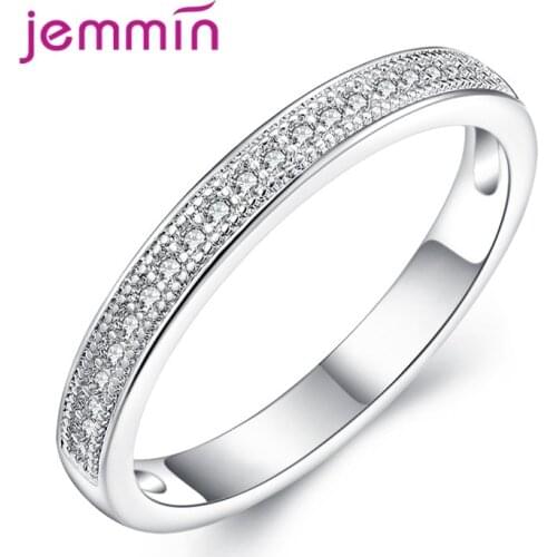Fashion 925 Sterling Silver Ring Band Finger CZ Ring for Women Promise Engagement Wedding Anniversary Jewelry Party Gift