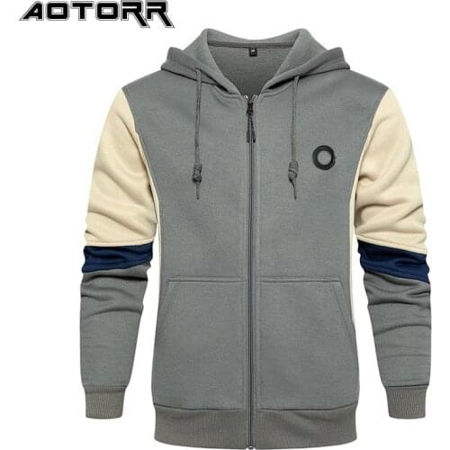 2021 New Autumn Winter Patchwork Hooded Sweatshirts Mens Casual Loose Hoodies Cardigan Jacket Men Fashion Sweatshirt Coat