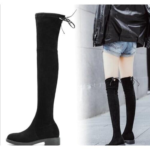 Women new Winter Platform Creeper Over Knee Boots Ladies Leisure Shoes Female Casual Flat Suede Lace Thigh Snow Boots