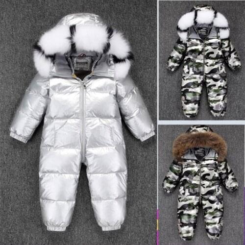 New baby down jumpsuit Boys and girls thick down winter clothing