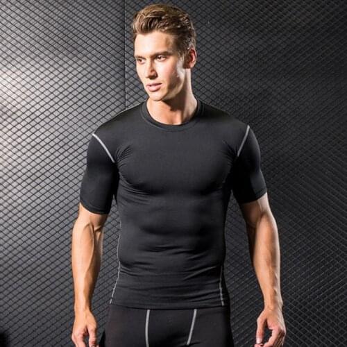 Running Fitness Clothing Gym Basketball Training Clothing Elastic Breathable Sports Slim Tight-fitting Solid Color Short-sleeved