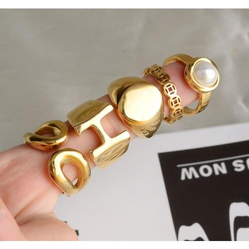 Wholesale Jewelry 316L Stainless Steel 18K Gold Plated Rings Peach Heart Ring for Women Exquisite Wild Trend Jewelry