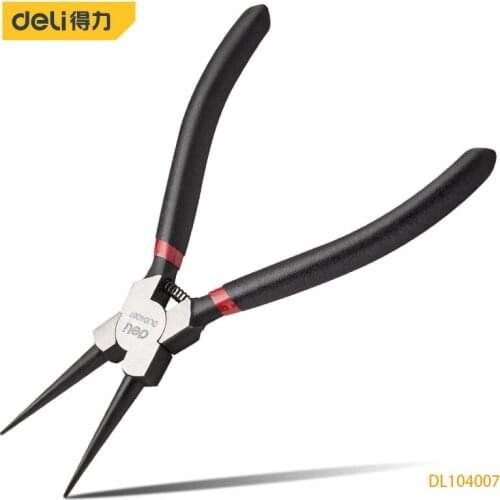 Deli 7 Inches Straight Circlip Pliers Chrome Vanadium Steel Anti-Rust Treatment Industrial Grade Hand Tools Has Many Uses