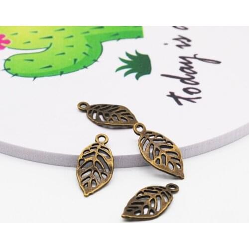 20pcs/lot Hollow Tree leaf Charms Antique Bronze Metal Pendant For Bracelets Necklace Jewelry Making 11*22mm