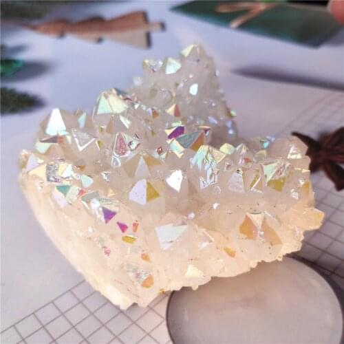 Natural Raw White Quartz Crystal Cluster Electroplated Angel Aura Reiki Crystalline Teeth Cluster Mineral Specimens Decorate