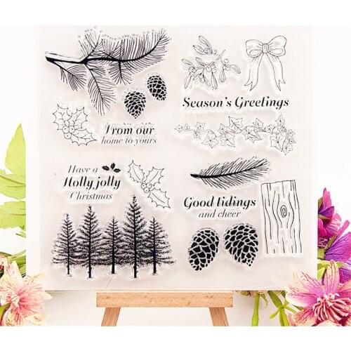 14.5x15cm Pine forest Transparent Clear Stamps Silicone Seals Roller Stamp DIY scrapbooking photo album/Card Making