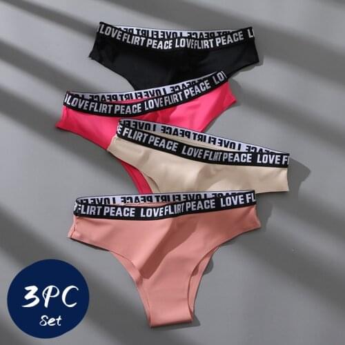 BZEL Sexy Womens Panties Soft Silk Seamless Underwear Fashion Letters Belt Thongs Intimate Lingerie Skin-Friendly Sport Panties