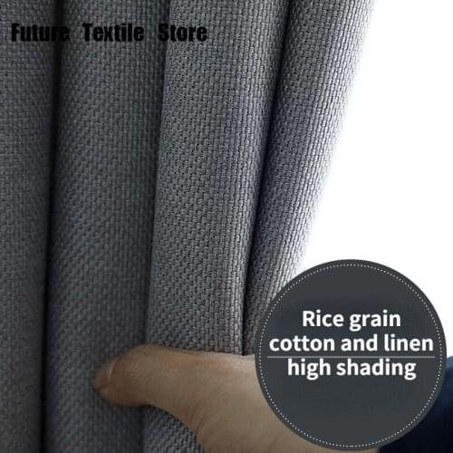 New Style Curtains European Simple Rice Grain Linen Solid Color High Blackout Curtains Curtains for Living Dining Room Bedroom