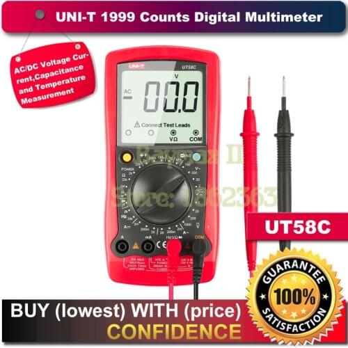 Uni-t UT58C Standard Electrical Digital Multimeter Volt Amp Ohm Hz Temperature Tester Meter