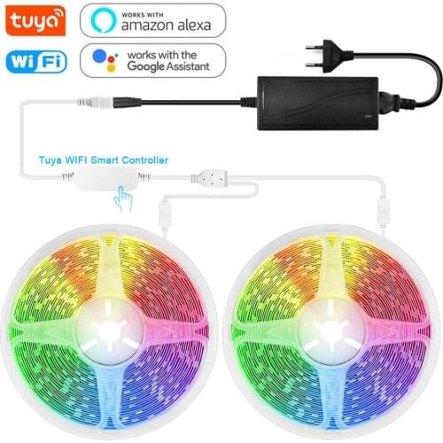5m 10m Led Strip 12V 30lLeds/m With Tuya Wifi Smart Controller Work With Alexa Google Home Smart Life App RGB Tape Home Decor