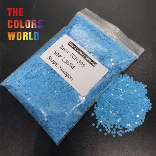 TCH309 Solvent Resistant Matte Blue Color Hexagon Shape Nail Glitter Nail Art Decorations Nail Gel Polish Face Glitter Henna DIY