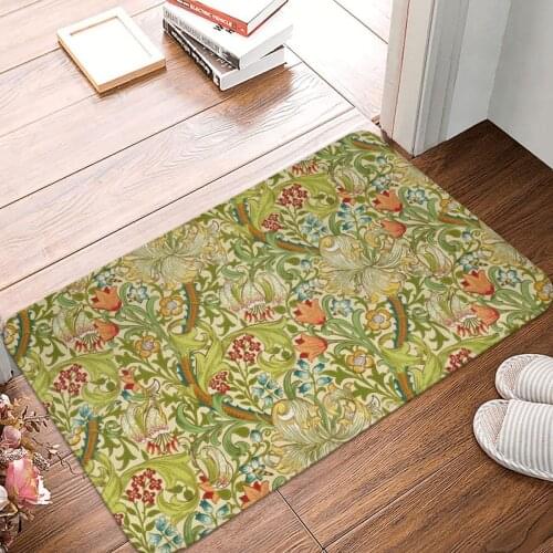 William Morris Golden Lily Doormat Carpet Mat Rug Polyester PVC Anti-slip Floor Decor Bath Bathroom Kitchen Living Room 40*60