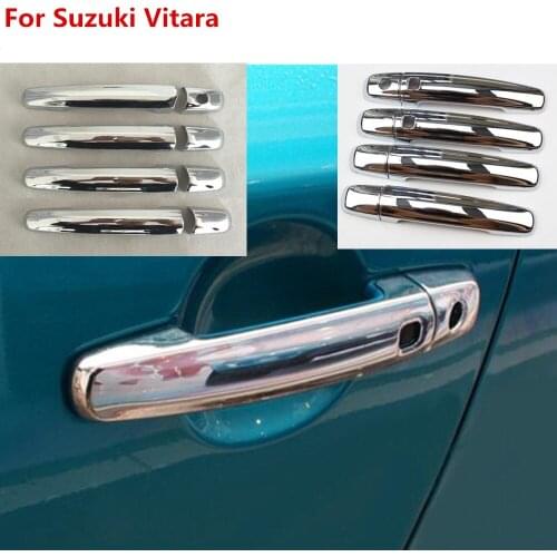 High quality for Suzuki Vitara 2016 2017 car body styling detector inner sticks frame lamp trim ABS chrome door handle 8pcs