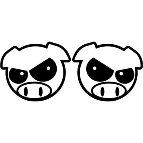 11.3cm*9.1cm Evil Rally Pigs Cartoon Rearview mirror Decals Stickers Black/Silver S3-4793