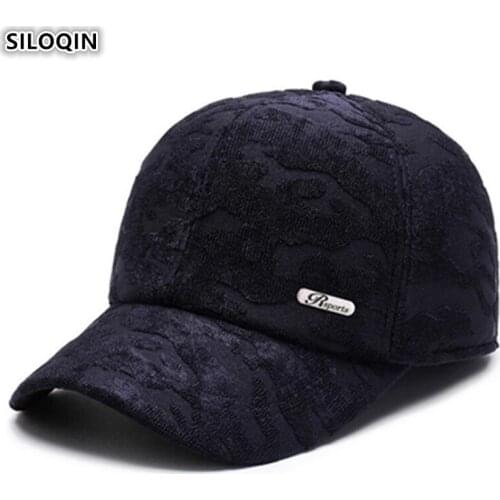 SILOQIN Adjustable Size Winter Mens Baseball Caps Thick Warm Fashion Sports Earmuffs Cap For Men 2019 New Middle-aged Dads Hat