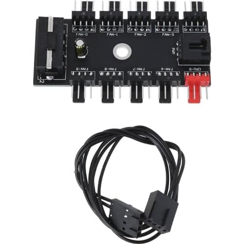1 to 10 port Splitter PWM Fan Hub PC CPU Cooling 4 PIN Fan Power Cable Hub