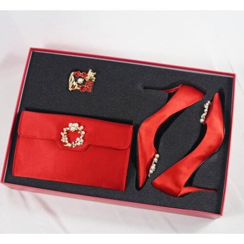 1Set Gift Box Pink Pearl Shoes Womens New High Heels Wedding Favos Bridal Bridesmaids Girlfriend Personalized Gift