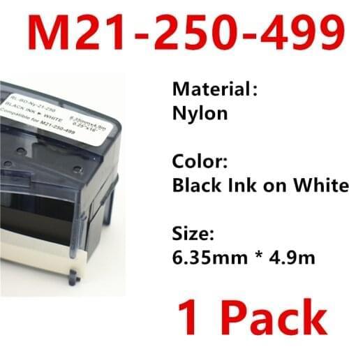 1 Pack M21 250 499 Nylon Label Ribbon For BMP21 PLUS bmp21 LAB Printer Black On White M21-250-499 6.35mm * 4.9m label maker