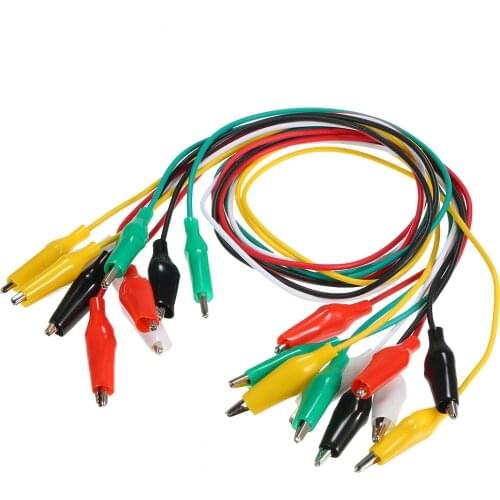 10pcs 50CM Wire Electronics Connecting Wire Test Alligator Clips Colorful Clips Cable Jumper Test Leads Double-ended