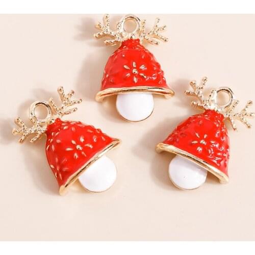 10pcs 15*21mm Enamel New Year Charms Christmas Deer Charms for Necklaces Earrings Pendants DIY Craft Supplies Accessories