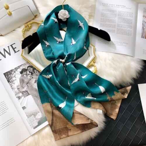 2021 silk ribbon Japanese and Korean elegant flower double faced womens gauze scarf Zou Satin mulberry silk scarf long scarf