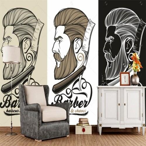 3D retro wallpaper, barber logo mural for barber shop bedroom living room background wallpaper decoration papel de parede