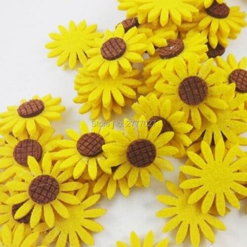 50pcs 4CM Circles Eco-friendly Cute DIY Accessories Jewelry In Kindergarten Wall Decoration Materials With Sun Flower Fabric