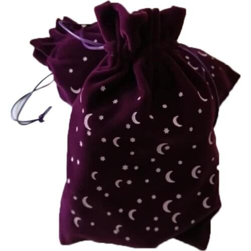 Star Moon Velvet Bag Board Game Tarot Oracle Cards Bag Witch Divination Crystal Storage Bag Jewelry Drawstring Package