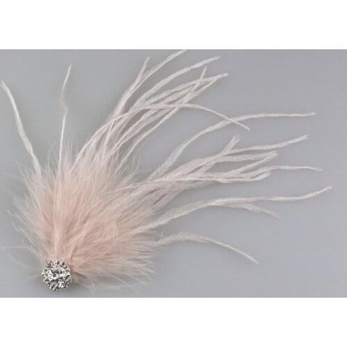 Handmade Luxury Crystal Ostrich Hair Feather Pin Wedding Jewelry Clothing Corsage Designer Brooch For Women Accessories Gift