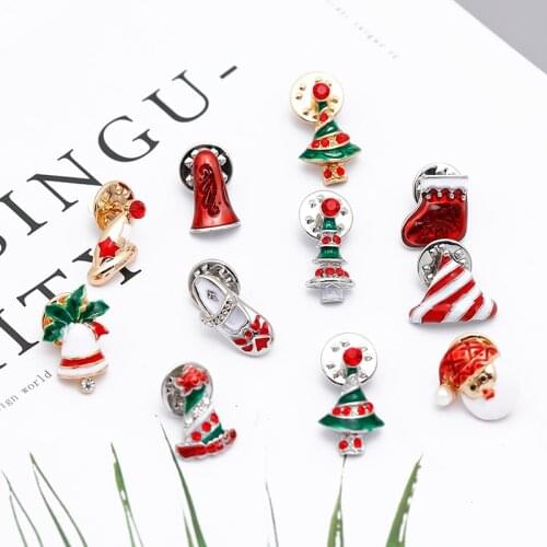 Christmas pins and Brooches santa claus socks christmas tree party gifts accessories crystal rhinestone brooches for women men