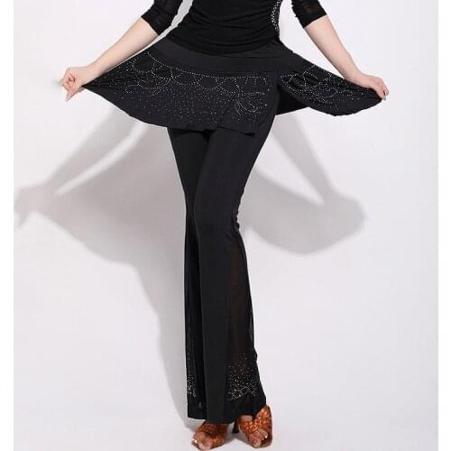 Latin Dance Pants Black Flare Trousers Flamengo Samba Tango Salsa Cha Cha Practice Clothes Adult Woman Performance Wear DNV11919