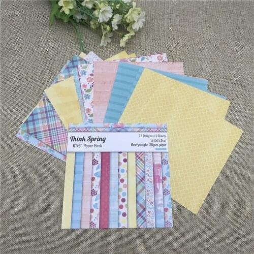 24 sheet 6"X6"the think spring patterned paper Scrapbooking paper pack handmade craft paper craft Background pad