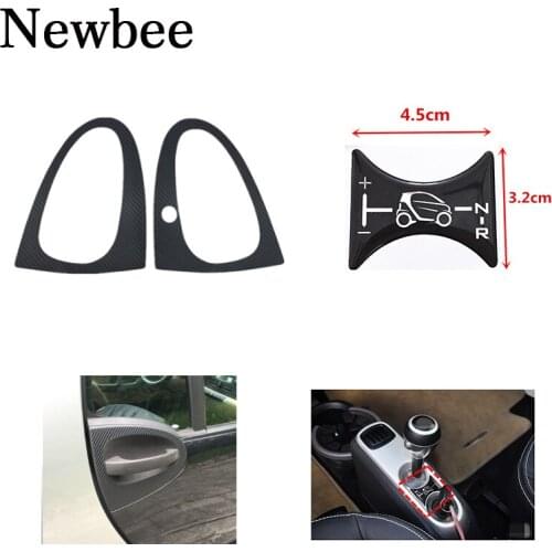 Newbee 3D Car Sticker Door Handle Cover + Gear Shift Knob Panel Gel Decoration Decal For BENZ SMART FORTWO 451 BRABUS 2007-2014