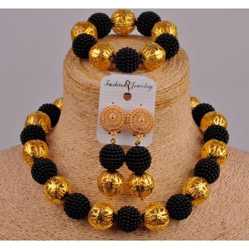 Black costume necklace fashion african set african wedding jewelry set simulated pearl nigerian beads jewelry set ZZ12