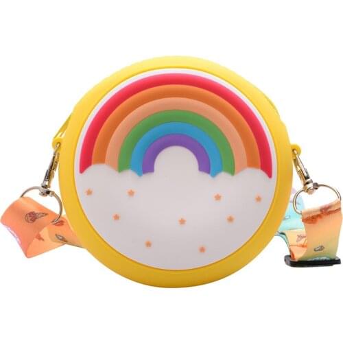 Kids Shoulder Bag Crossbody Pack Round Adjustable Wide Strap Holiday Mini Rainbow Donut Printed Purse