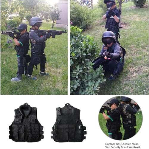 Kids Tactical Vest Outdoor CS Shooting Protection Gear Vest Children Military Combat Training Waistcoat Multi-pocket Nylon Vest