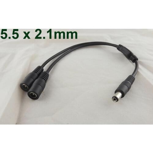 DC power supply 1 male plug 2 female jack cable distributor 5.5x 2.1mm adapter suitable for CCTV