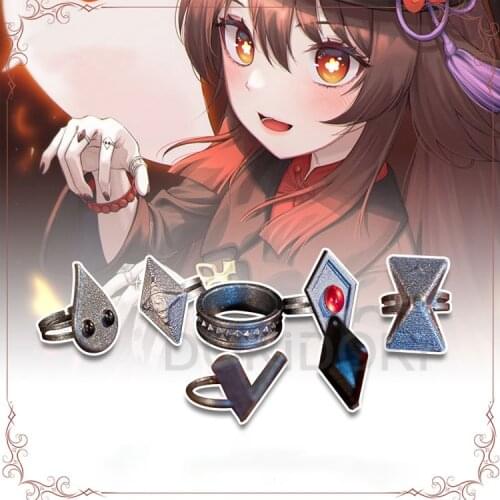 Anime Genshin Impact Hu Tao Finger Rings Cosplay Game Props Stage Property Ring Set Jewelry Project Characters Rings Gift New