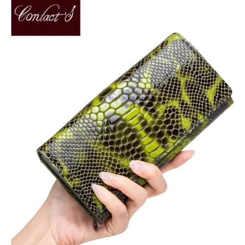 Contacts Womens Wallet Leather Brand Design Long Wallet Zipper Ladies Coin Purse Card Holder Large Capacity for Cell phones