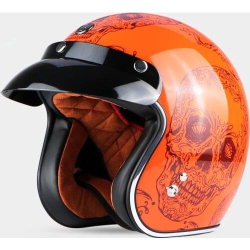 Cool Skull motorcycle helmet Vintage TORC T50 scooter open face helmet Retro Moto casco DOT approved motocicleta capacete