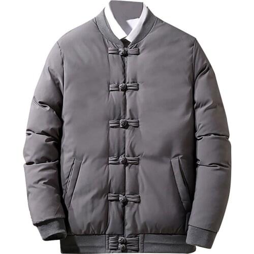 Chinese style Cotton jacket Men Breathable Windproof Thick Warm Retro Buckle Coats Outdoor Camping Hiking Trekking Windbreaker