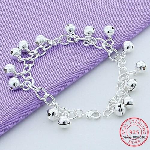 LEKANI 925 Sterling Silver Bells Bracelet For Women Fashion Charm Wedding Engagement Party Jewelry